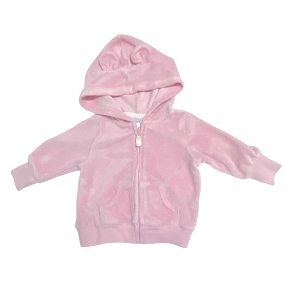 029 Carters 3 Month Girl Fleece Pink Zip-up Hoodie - Picture 1 of 2
